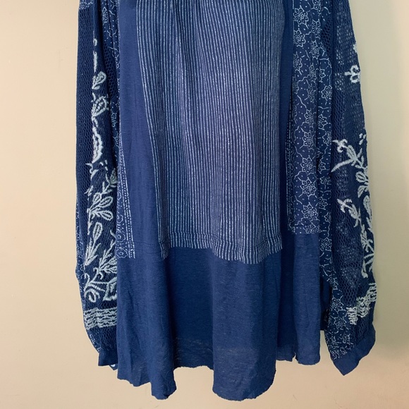NWT free people embroidered boho scoopneck top - Picture 6 of 10